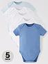  image of mini-v-by-very-baby-boys-5-pack-short-sleeve-essentialnbspbodysuits-blue-mix
