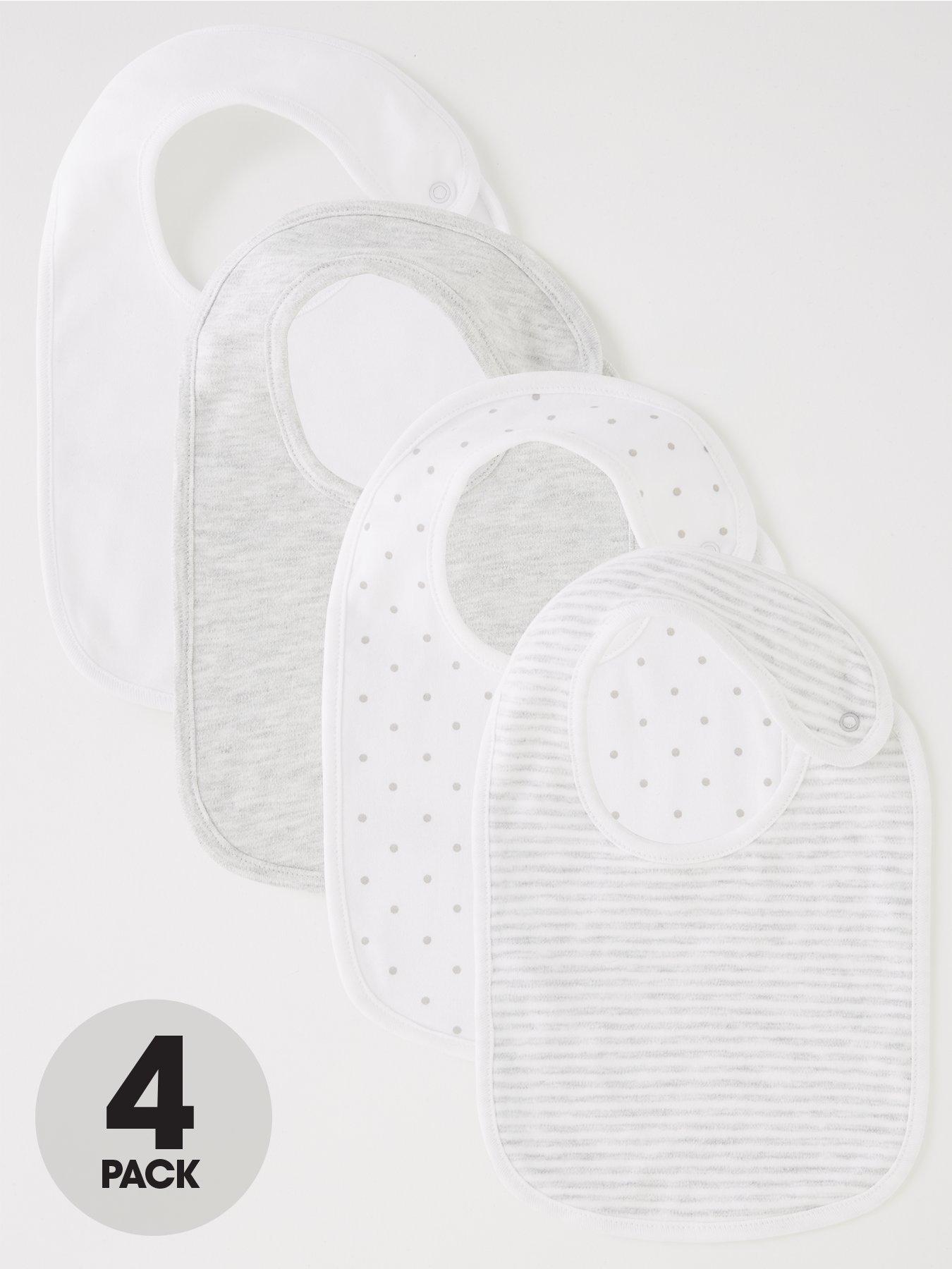 front image of everyday-baby-unisex-4-packnbspspot-bibs-greywhite