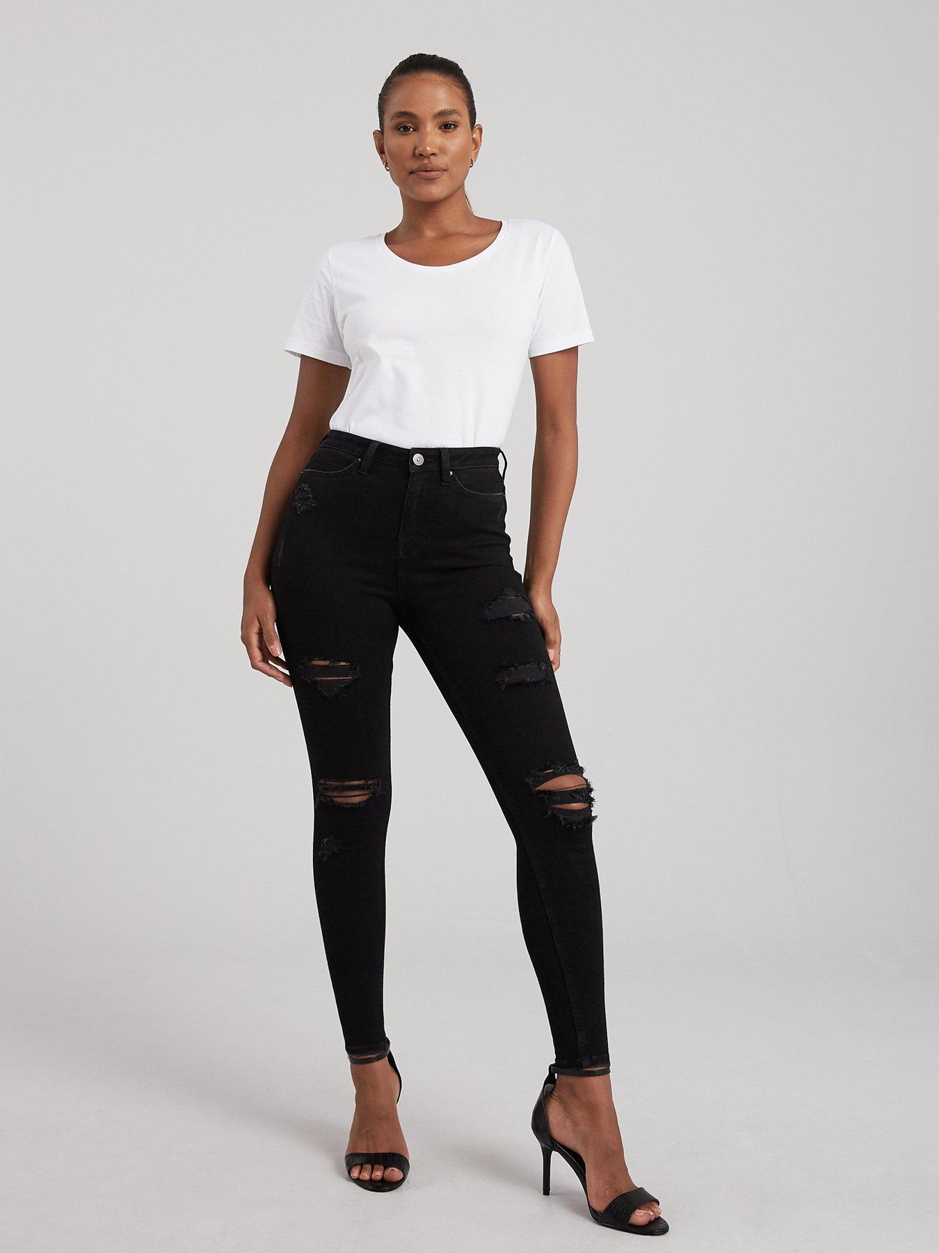 Short black hot sale skinny jeans