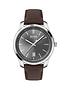  image of boss-grey-sunray-dial-brown-leather-strap-mens-watch-and-matching-bracelet-gift-set