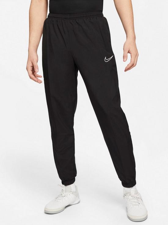 front image of nike-mens-academy-21-woven-pant-zip-black