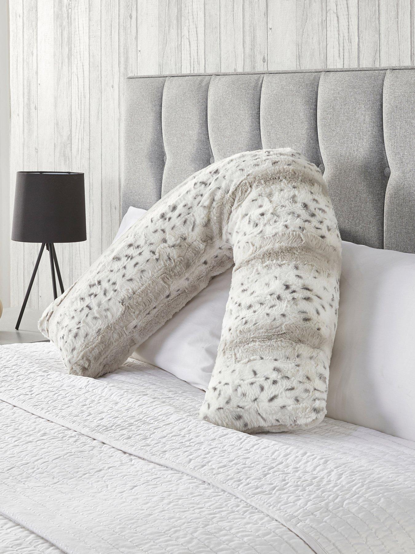 Image 1 of 4 of Very Home Faux Fur V Shaped Pillow - Snow Leopard