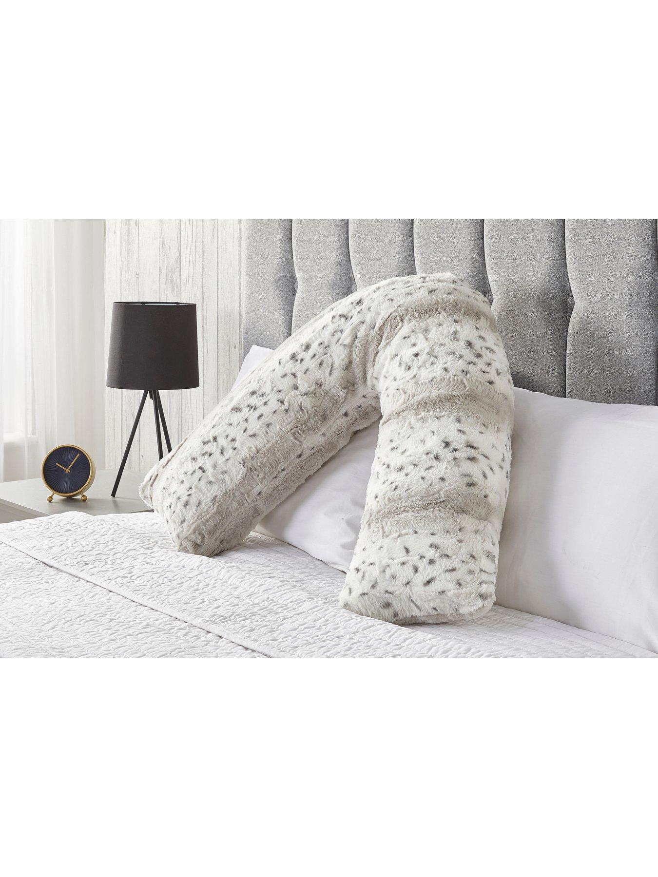 Very Home Everyday Snow Leopard Print VShaped Faux Fur Pillow