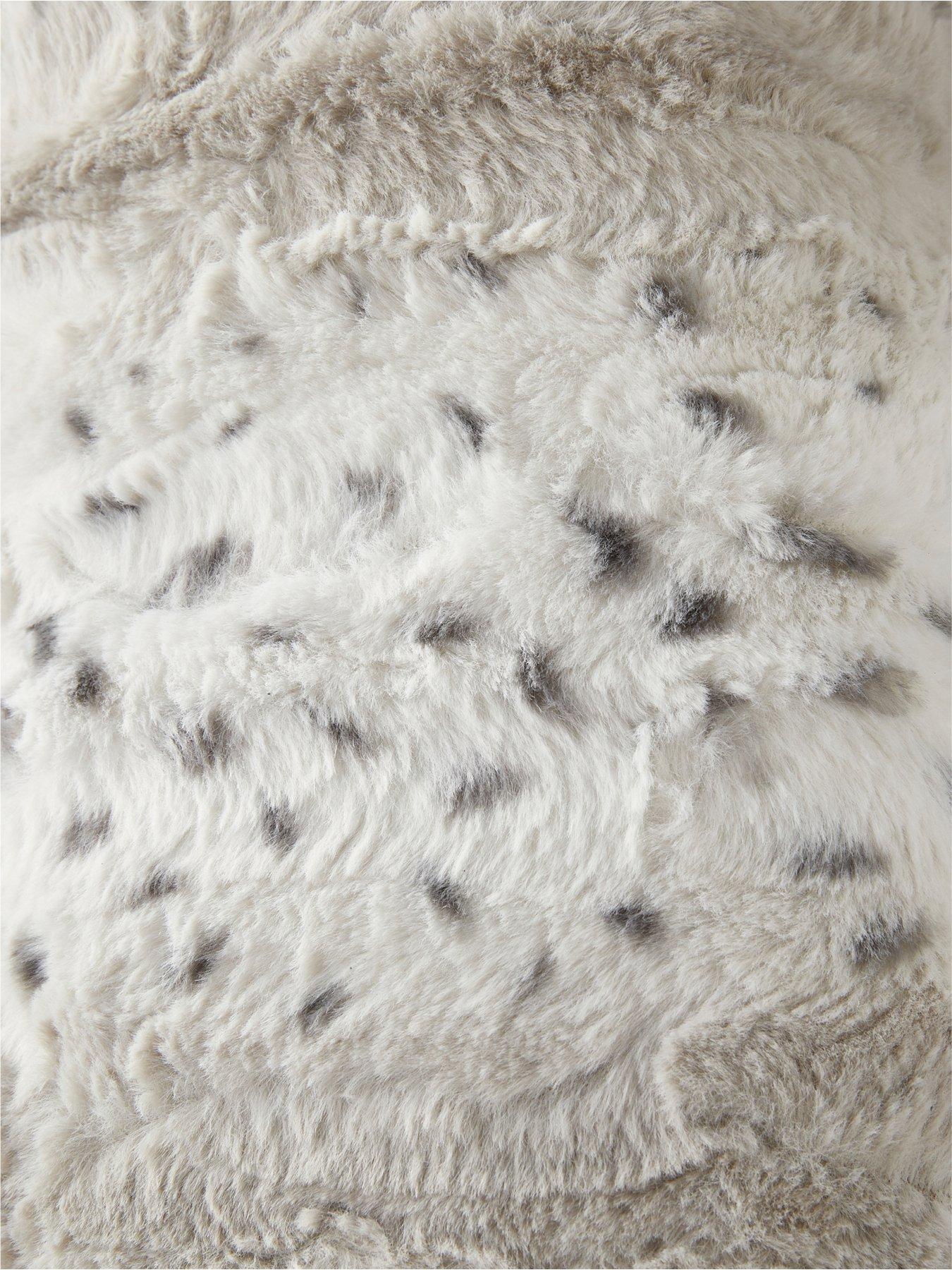 Image 3 of 4 of Very Home Faux Fur V Shaped Pillow - Snow Leopard