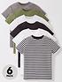  image of v-by-very-boys-6-pack-short-sleeve-pocket-t-shirts-multi