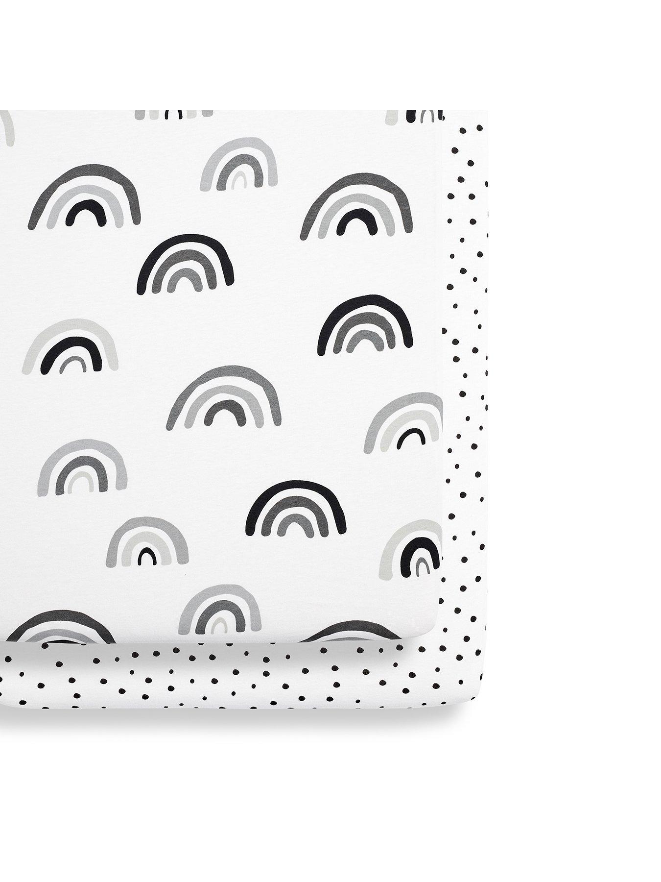 Snuz Crib 2 Pack Fitted Sheets Mono Rainbow