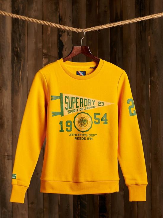 front image of superdry-track-amp-field-classic-crew-sweatshirt-yellow