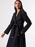  image of dorothy-perkins-glossy-funnel-collar-belted-coat--nbspnavy