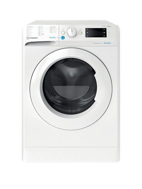 front image of indesit-bde961483xwukn-9kg-wash-6kg-dry-1400-spin-washer-dryer-white