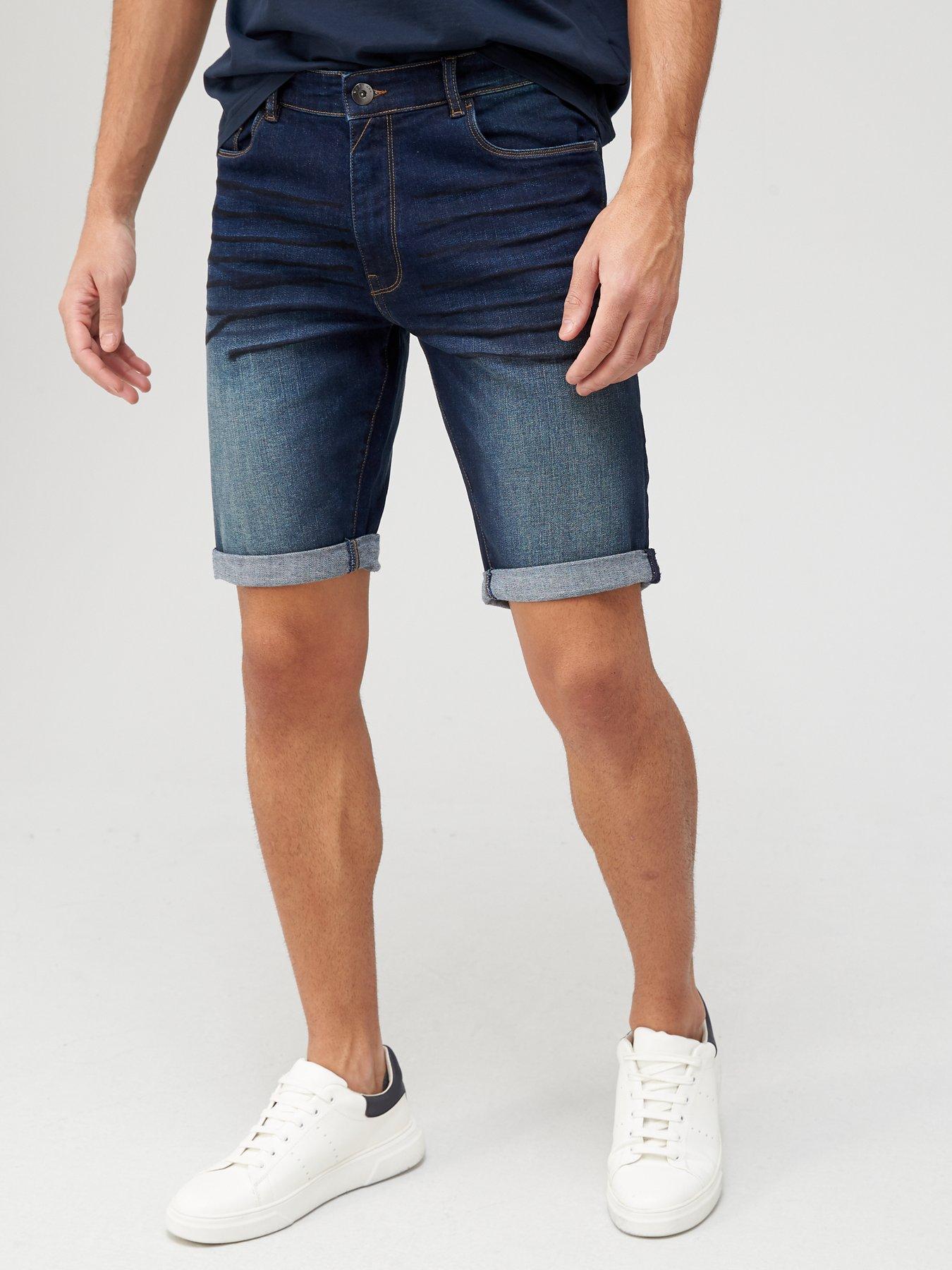 mens stretch denim shorts regular fit