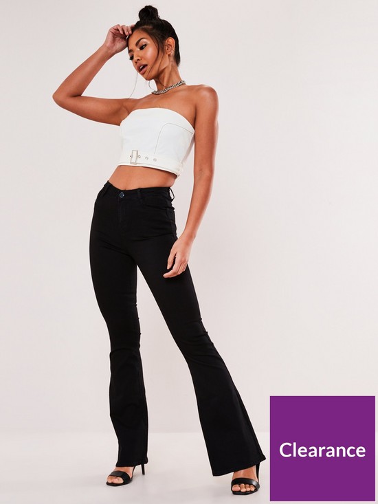 front image of missguided-missguidednbsplawless-flare-jean-black