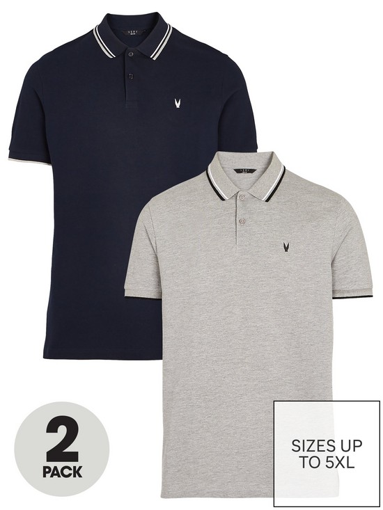 front image of everyday-2-packnbsptipped-pique-polo-navygrey