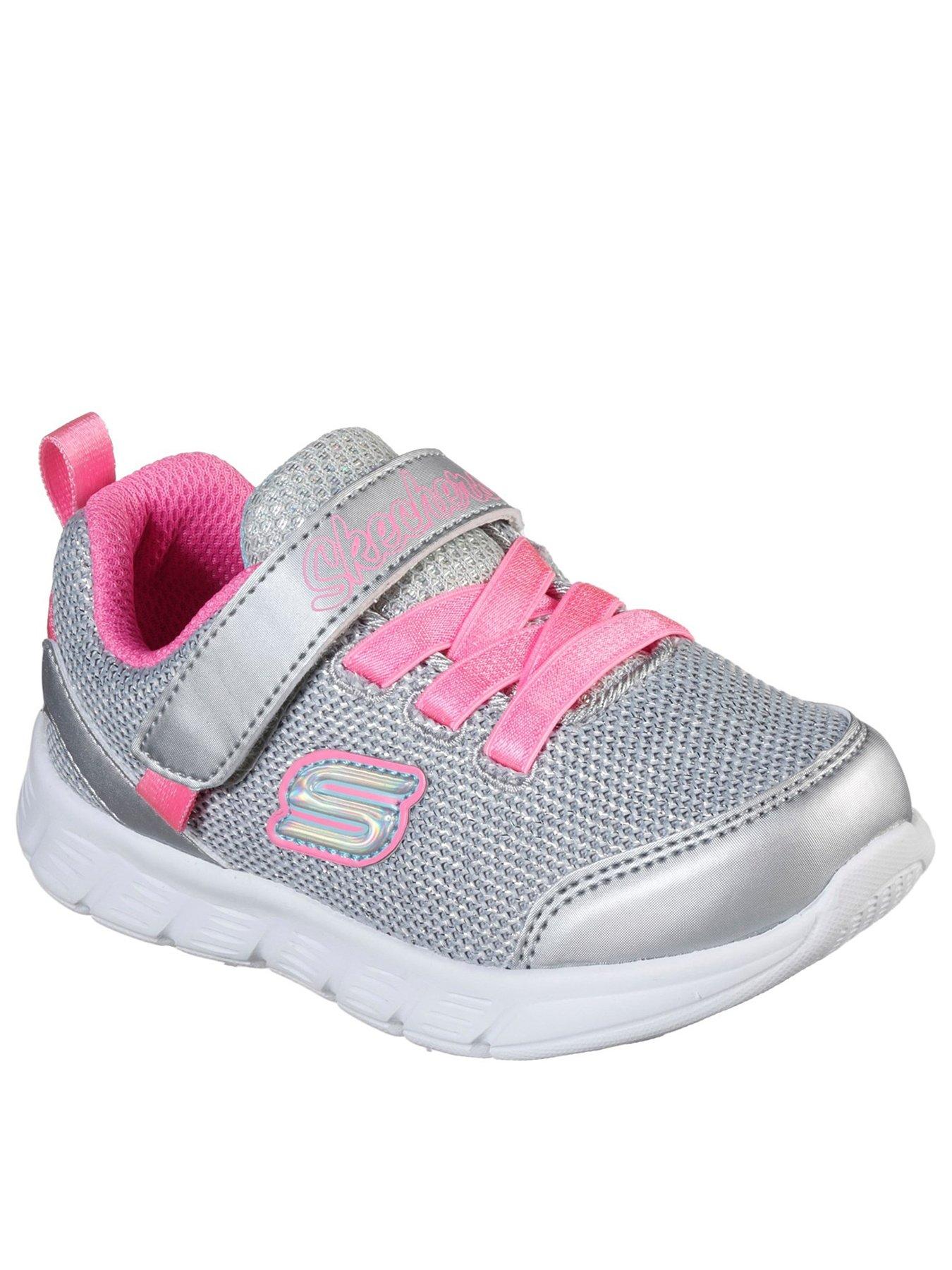 skechers street leather glitter toe cap lace up trainer