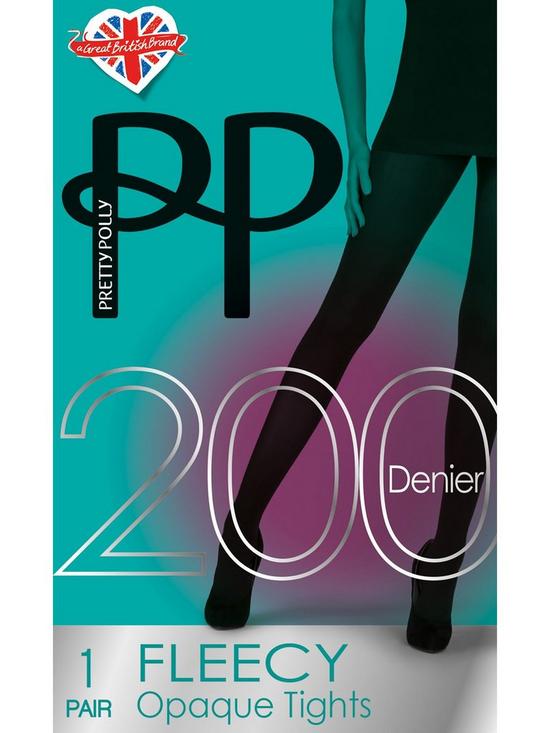 front image of pretty-polly-200-denier-fleecy-tights-black