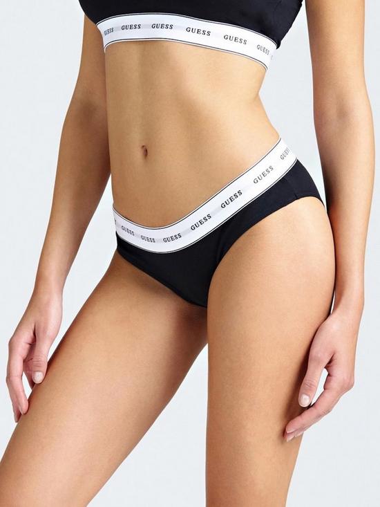 front image of guess-logo-briefs-black