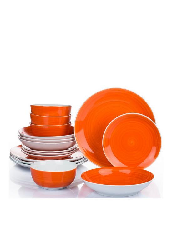 front image of waterside-16-piece-orange-flame-spin-wash-dinner-set