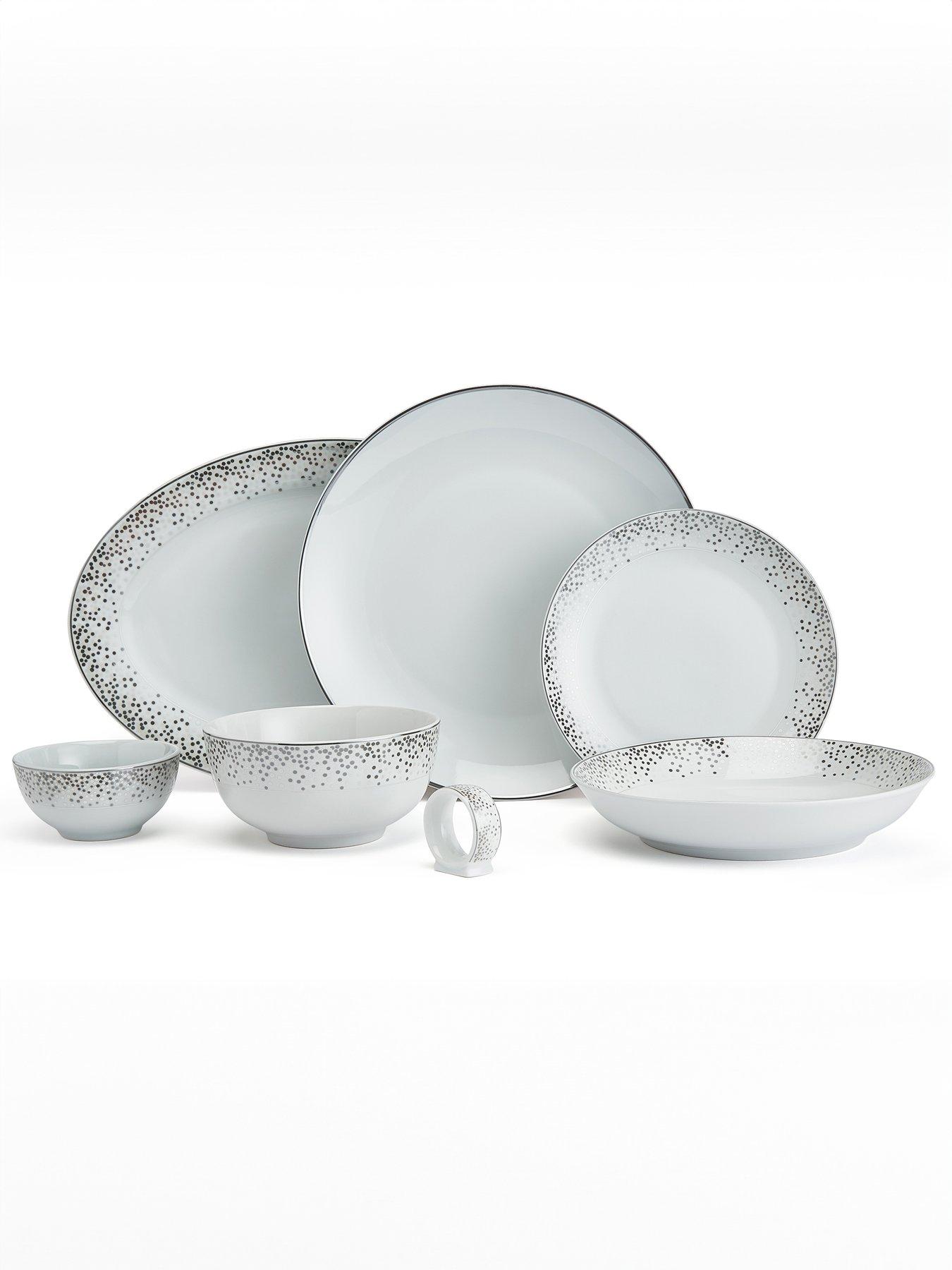 50 Piece Silver Sparkle Dinner Set