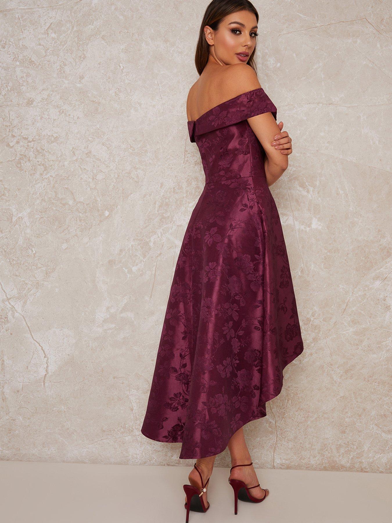  image of chi-chi-london-aliciya-printed-dip-him-dress-berry