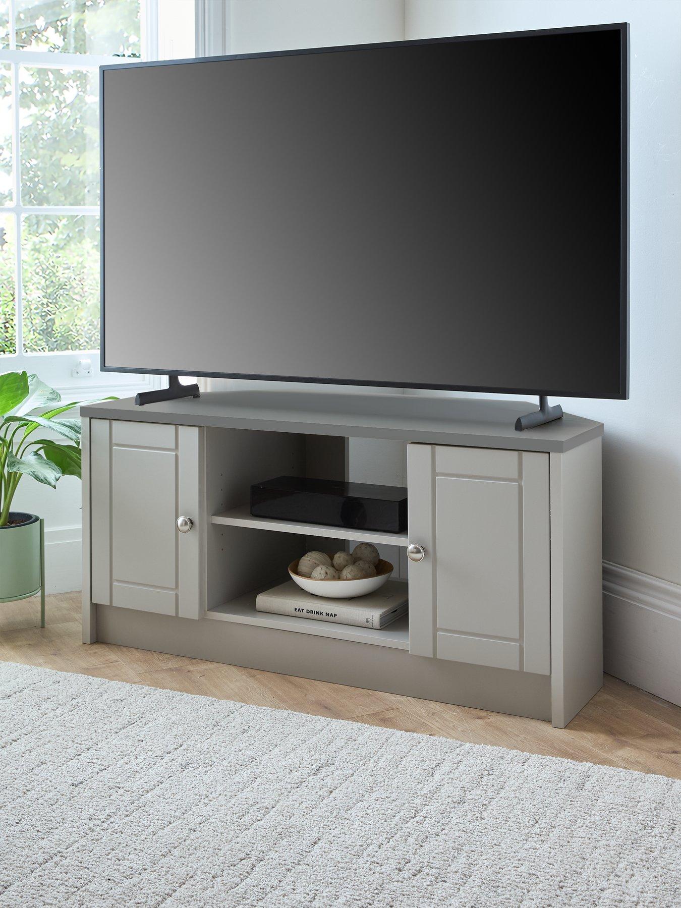 One Call Alderley Ready Assembled Corner TV Unit Up to 48 Inch - Grey