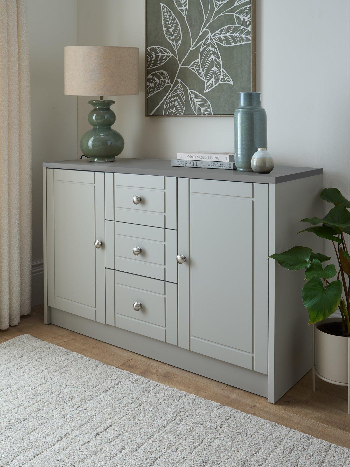 Image 1 of 5 of One Call Alderley Large Ready Assembled 2 Door, 3 Drawer&nbsp;Sideboard - Grey