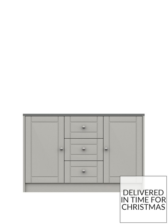 front image of one-call-alderley-large-ready-assembled-sideboard-grey