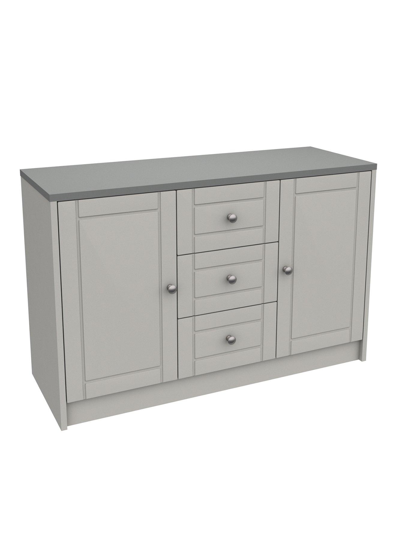 Image 3 of 5 of One Call Alderley Large Ready Assembled 2 Door, 3 Drawer&nbsp;Sideboard - Grey