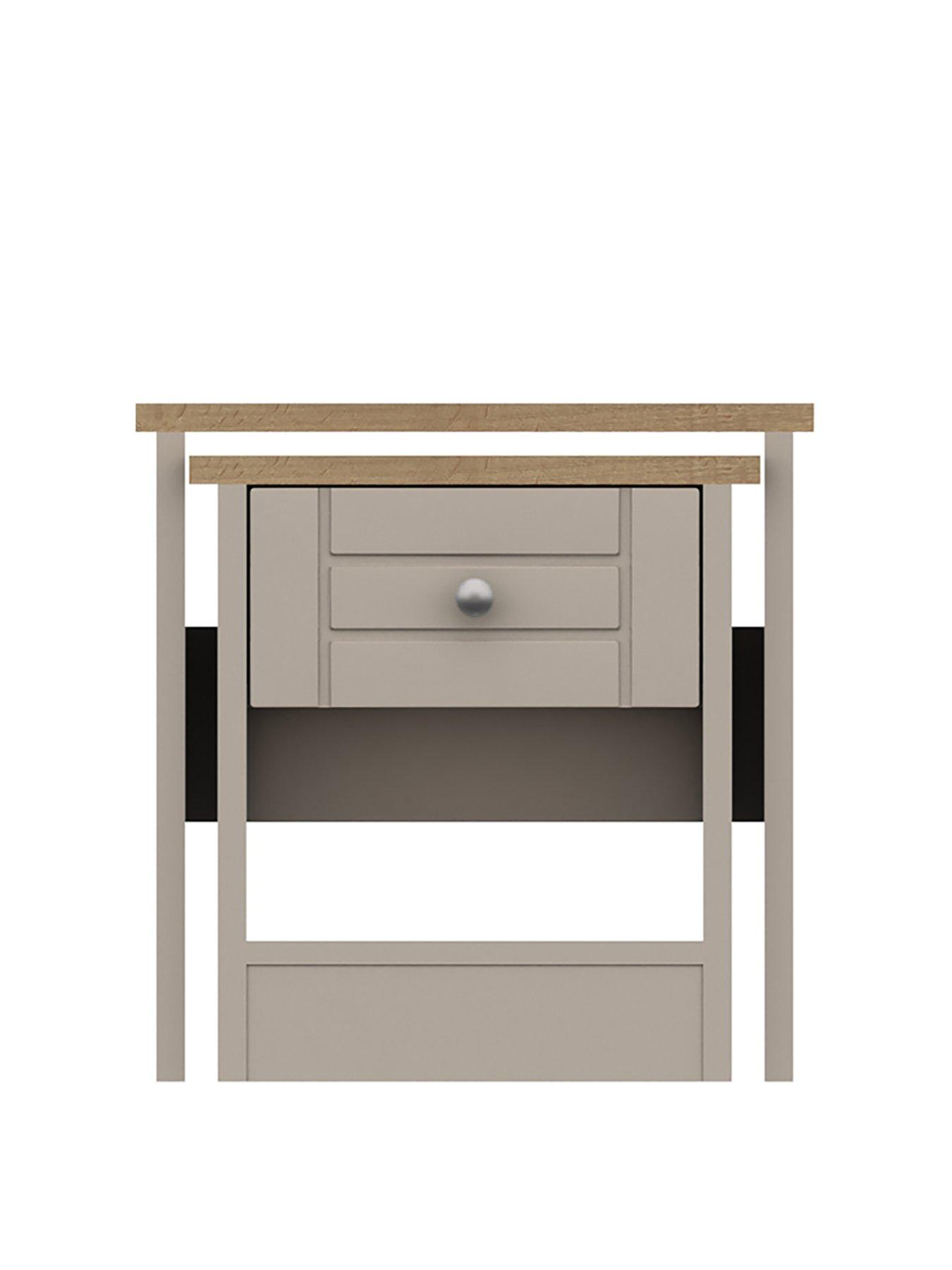 One Call Alderley Ready Assembled Nest of Tables - Rustic Oak/Taupe