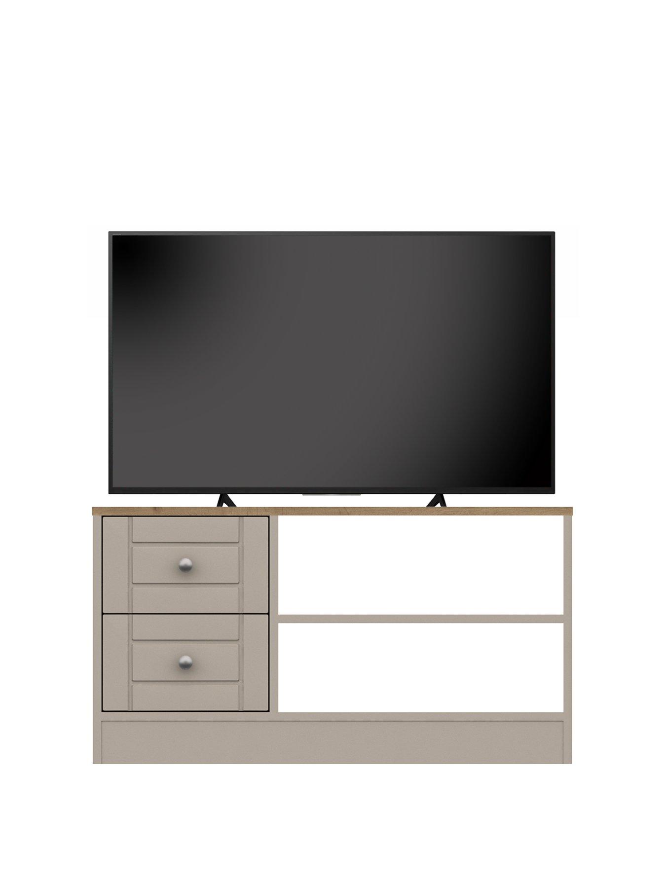 One Call Alderley Ready Assembled TV Unit - Rustic Oak/Taupe - fits up to 50 inch TV