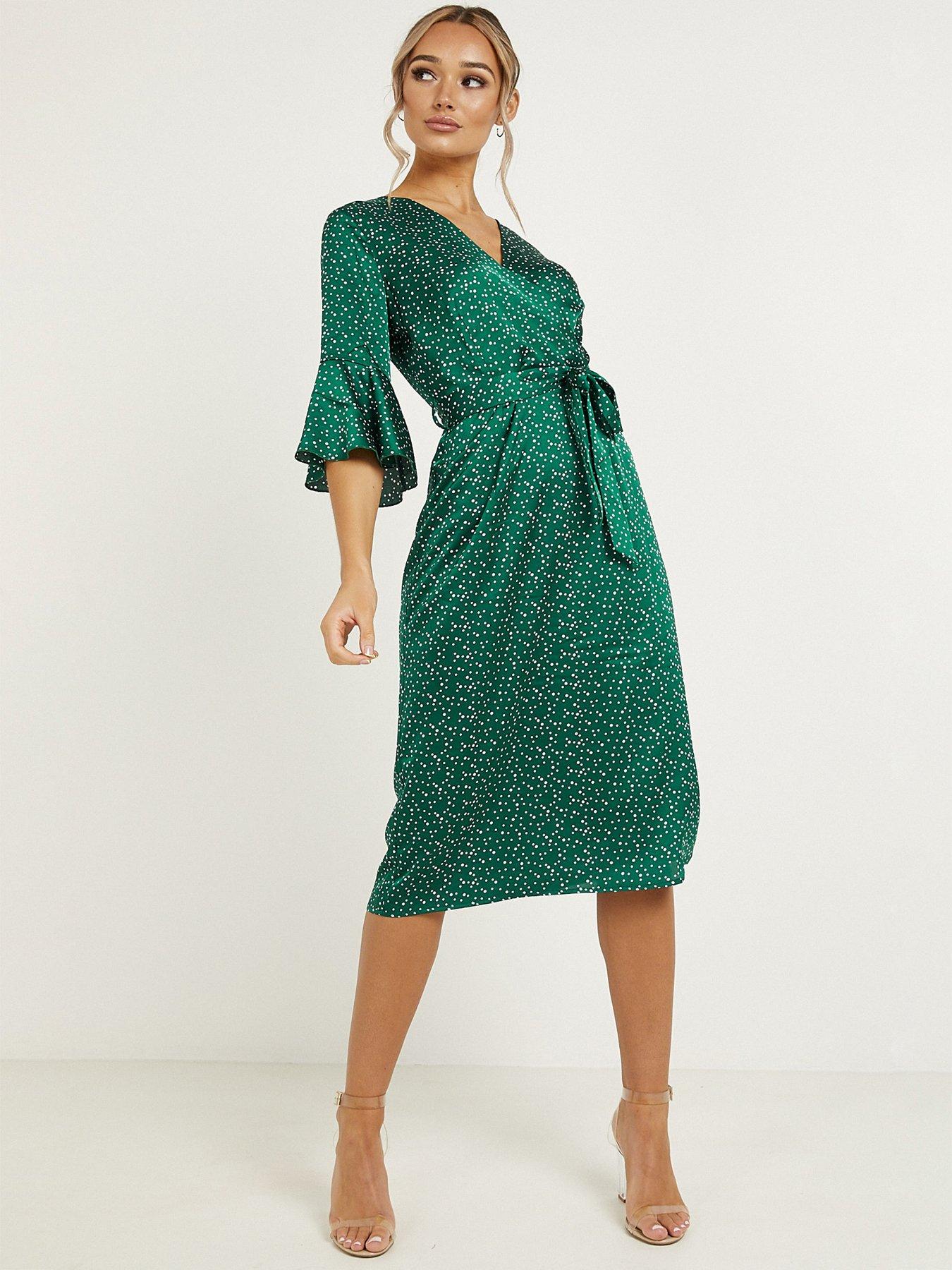 quiz green wrap dress