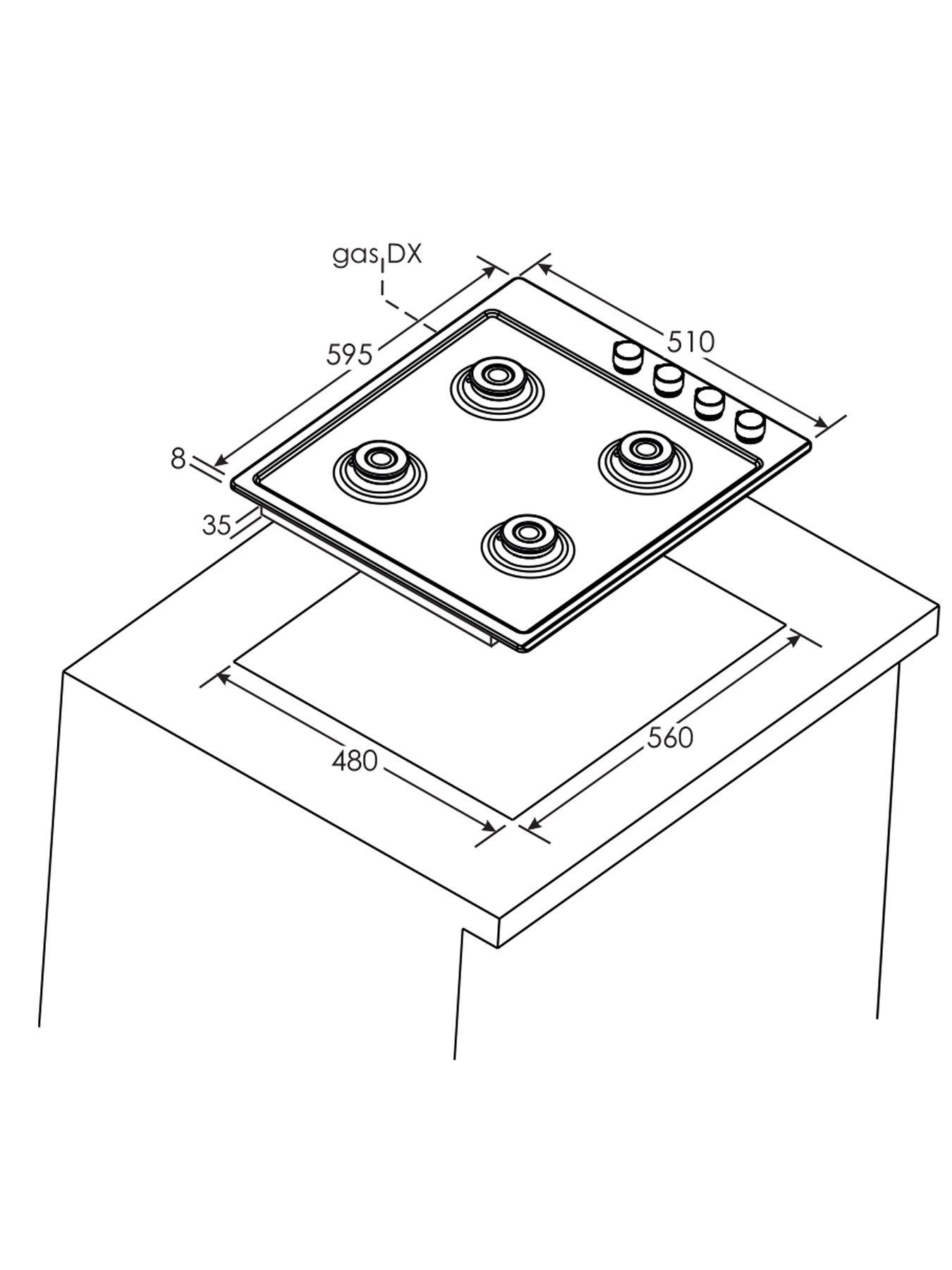 Image 6 of 7 of Candy CHW6LBB 60cm Gas Hob - Black