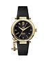  image of vivienne-westwood-ladiesnbsporb-heart-black-and-gold-detail-charm-dial-black-leather-strap-watch