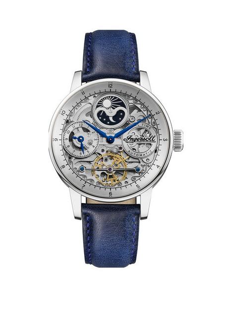 ingersoll-the-jazz-silver-skeleton-moonphase-automatic-dial-blue-leather-strap-watch