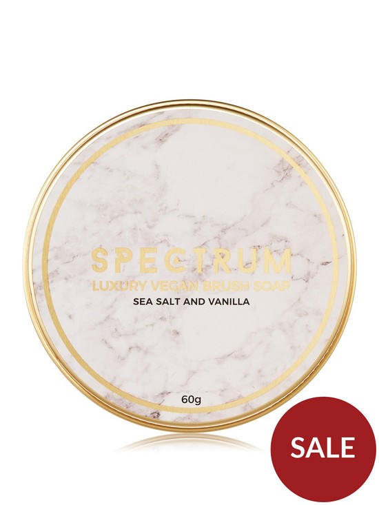 front image of spectrum-sea-salt-and-vanilla-vegan-brush-soap-60g