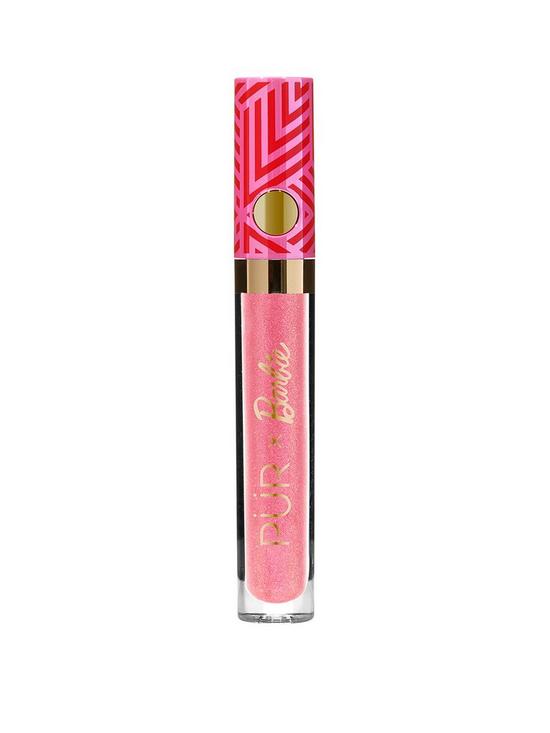 front image of pur-pr-x-barbie-girl-gloss-signature-high-shine-lip-gloss--pink