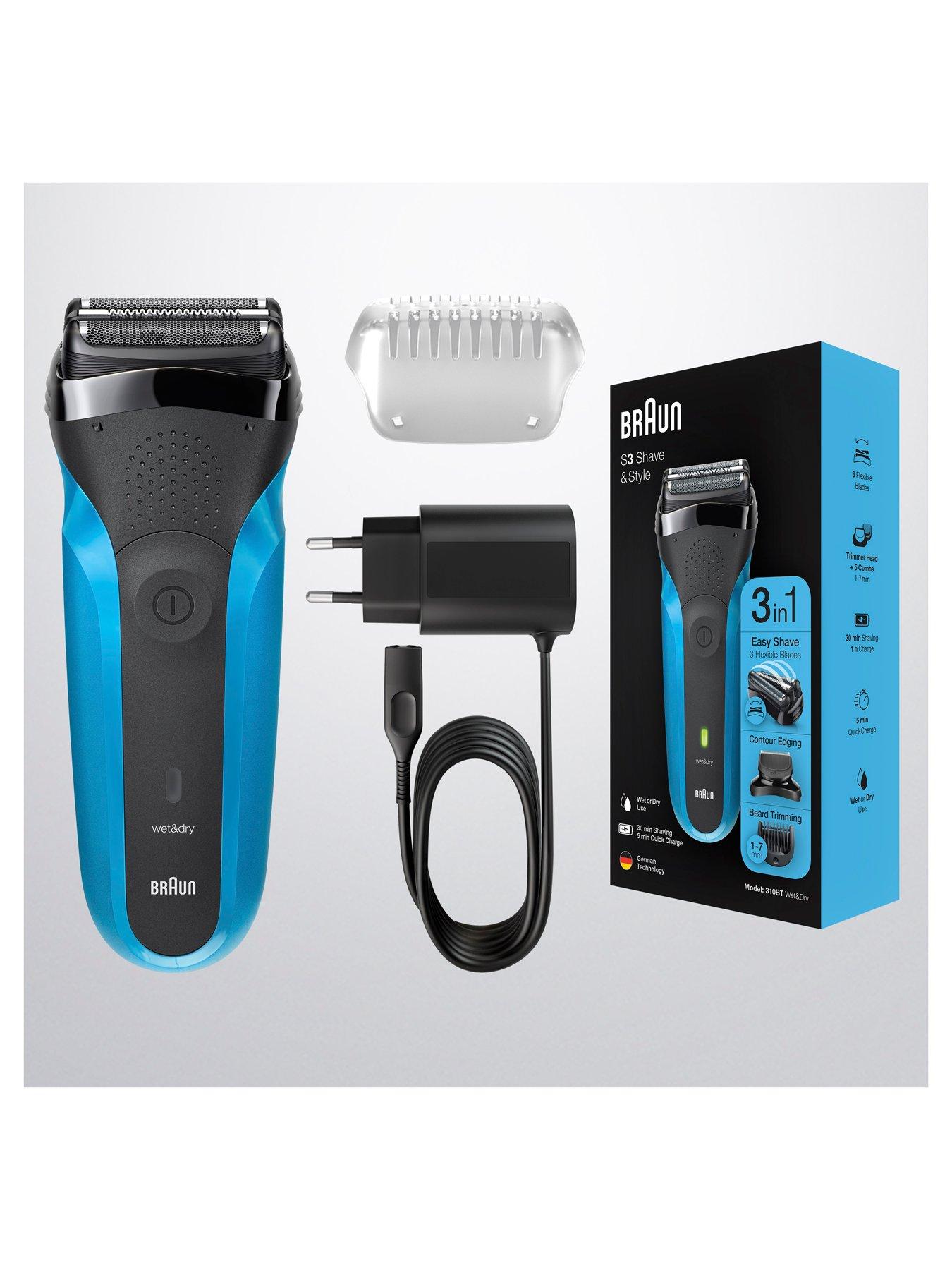 Braun S3 Shave & Style 310BT Electric Shaver, Wet & Dry Razor for Men ...