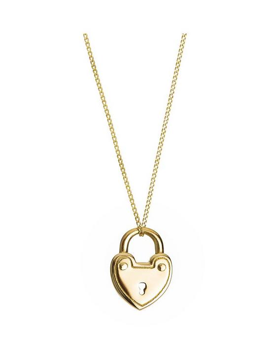 front image of love-gold-9ct-yellow-gold-padlock-pendant-necklace
