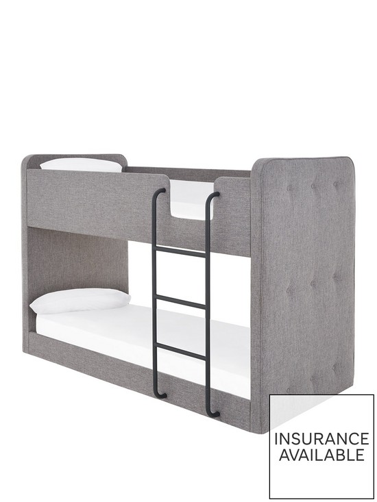 front image of charlie-fabric-bunk-bed-with-mattress-options-buy-and-savenbsp--grey