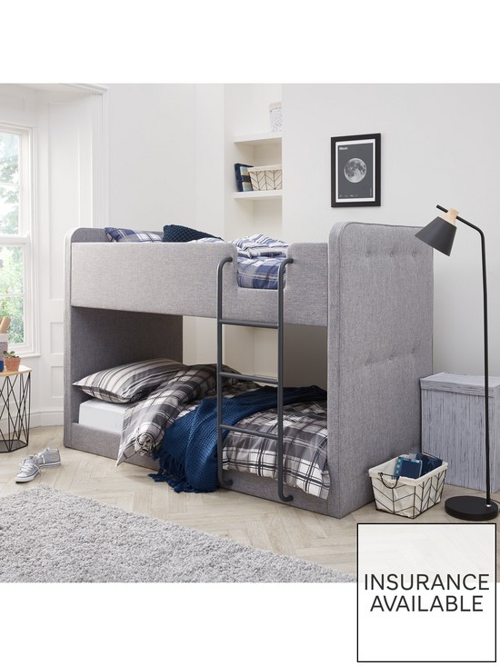 stillFront image of charlie-fabric-bunk-bed-with-mattress-options-buy-and-savenbsp--grey