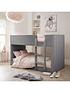  image of panelled-velvet-bunk-bed-with-mattress-options-buy-and-savenbsp--grey