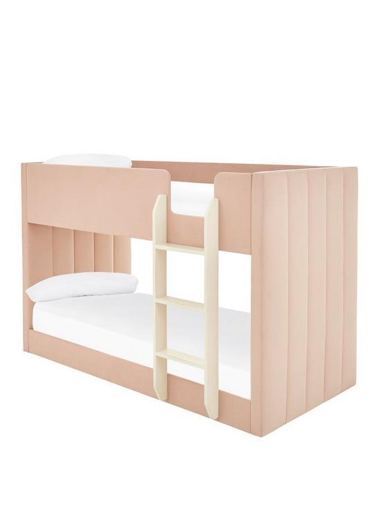 stillFront image of very-home-panelled-velvet-bunk-bed-with-mattress-options-buy-and-savenbsp--pink