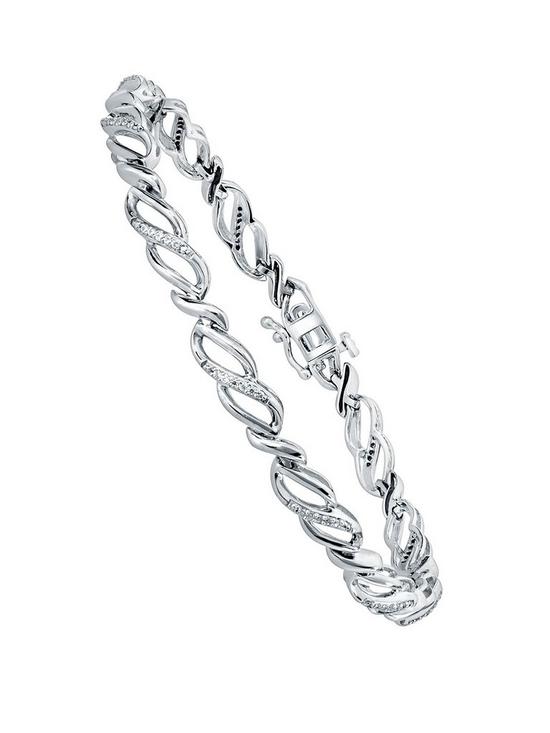 front image of love-diamond-9ct-white-gold-20-point-diamond-infinity-detail-bracelet
