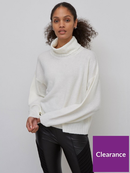 front image of nobodys-child-roll-neck-jumper-white