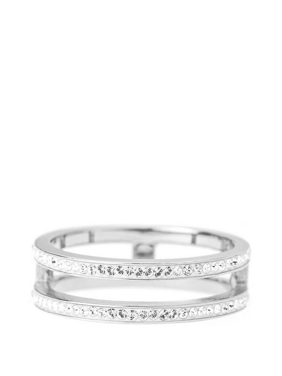stillFront image of evoke-sterling-silver-clear-crystal-double-band-ring