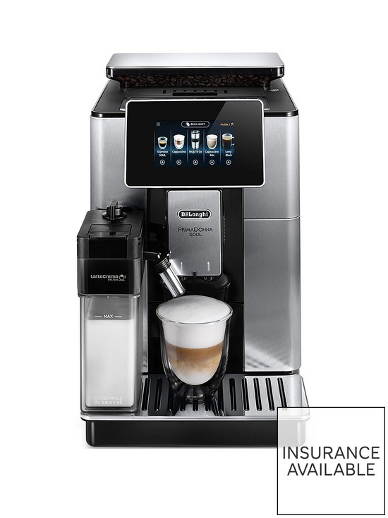 front image of delonghi-primadonna-soul-automatic-bean-to-cup-coffee-machine-with-auto-milk-nbspecam61075mb