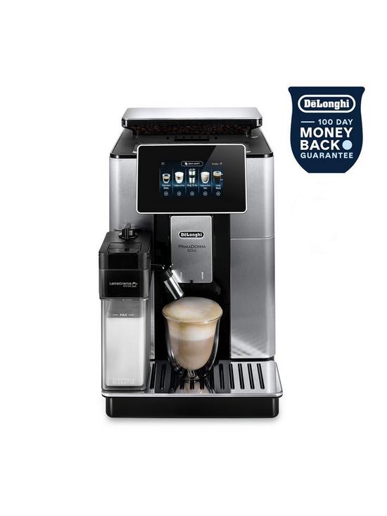 stillFront image of delonghi-primadonna-soul-automatic-bean-to-cup-coffee-machine-with-auto-milk-nbspecam61075mb