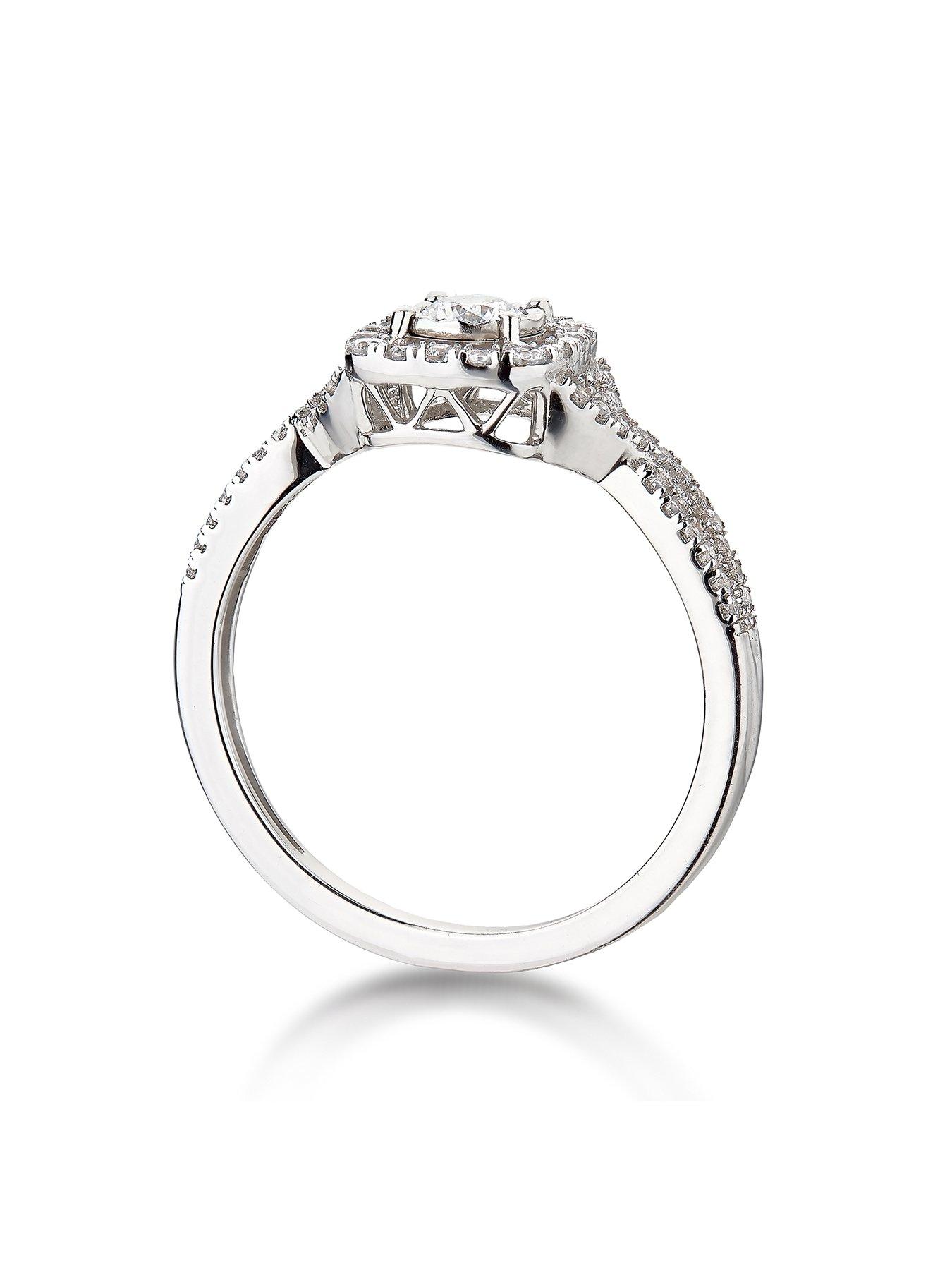  image of love-diamond-9ct-white-gold-45-point-diamond-halo-ring