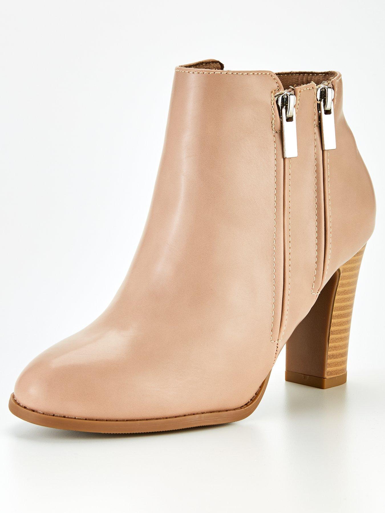 Wallis Double Zip High Heel Casual Boot Nude Littlewoods Com