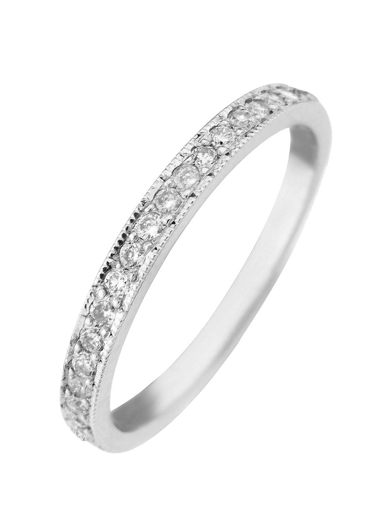 Love DIAMOND 9ct White Gold 0.25ct Diamond Wedding Band Ring