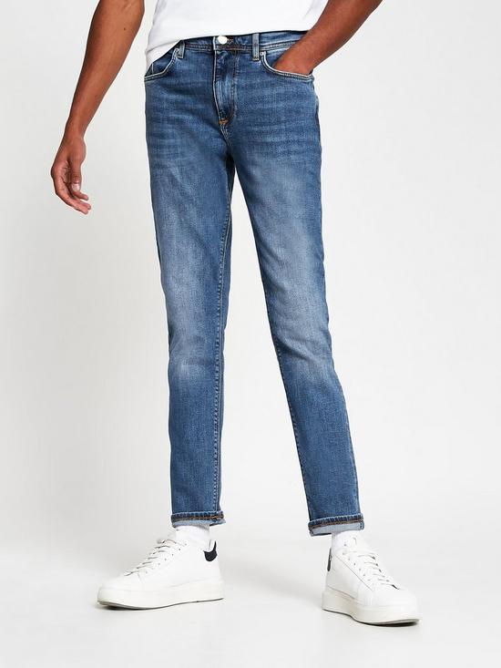 front image of river-island-washed-skinny-fit-jeans-mid-blue