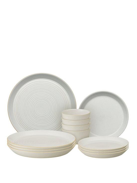 front image of denby-impression-cream-12-piece-dinnerware-set